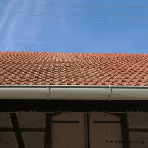 A photo of a roof with clean gutters in Lebanon, TN. Our gutter cleaning service ensures your system is clear of debris, allowing for proper drainage and preventing water damage.